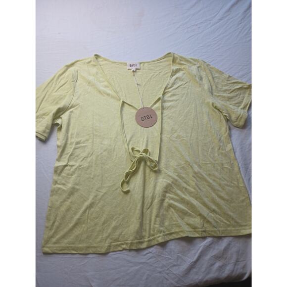 Bibi Cotton Butter Yellow Blouse Top Women Size Large NWT Boho - Picture 1 of 5
